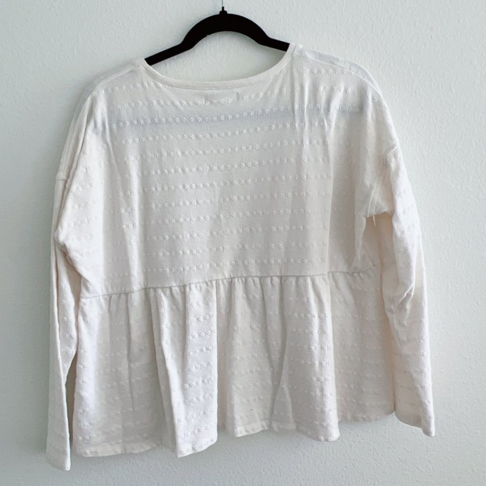 Madewell | Jacquard Babydoll Top in Lighthouse Cream - Size S - Picture 9 of 12